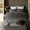 Charcoal 540 Thread Count Satin Stripe Cotton Bedding 2 Charcoal 540 Thread Count Satin Stripe Cotton Bedding -Bed Linings Shop belledorm charcoal 550 count stripe cotton duvet cover set