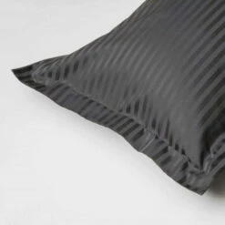Charcoal 540 Thread Count Satin Stripe Cotton Bedding -Bed Linings Shop belledorm charcoal 550 count stripe cotton oxford pillowcase