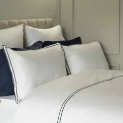 Savoy Navy 2 Row Egyptian Cotton Duvet Set