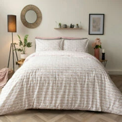 Tokyo Cotton Rich Duvet Cover Sets -Bed Linings Shop belledorm tokyo duvet cover set in natural and pink