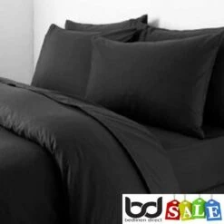 Black 200 Count Polycotton Percale Bedding -Bed Linings Shop black polycotton percale pillowcase