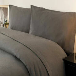 Brushed Cotton Flannelette Flat Sheets -Bed Linings Shop charcoal brushed cotton flat sheet