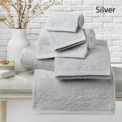 Luxury Cotton Towel Bales -Bed Linings Shop designport Silver 600 gsm cotton towel set