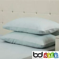 Housewife Polycotton Percale Pillowcase -Bed Linings Shop duck egg blue 200 thread count polycotton pillowcase 01