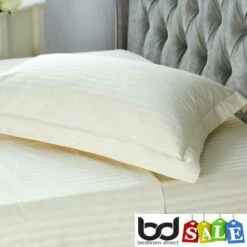 Ivory 540 Thread Count Satin Stripe Cotton Bedding -Bed Linings Shop ivory 540 thread count satin stripe cotton oxford pillowcase