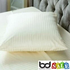 Ivory 540 Thread Count Satin Stripe Cotton Bedding -Bed Linings Shop ivory 540 thread count satin stripe cotton square pillowcase