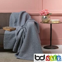 Mallory Waffle Cotton Throws -Bed Linings Shop mallory grey cotton throws
