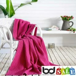 Mallory Waffle Cotton Throws -Bed Linings Shop mallory orchid pink cotton throws