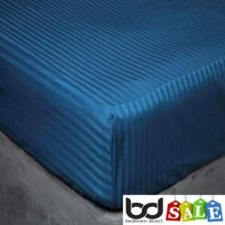 Bed Linings Shop -Bed Linings Shop navy blue 540 thread count cotton stripe extra deep fitted sheets