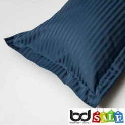 Navy Blue 540 Thread Count Satin Stripe Cotton Bedding -Bed Linings Shop navy blue 540 thread count cotton stripe oxford pillowcase