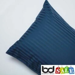 Navy Blue 540 Thread Count Satin Stripe Cotton Bedding -Bed Linings Shop navy blue 540 thread count cotton stripe pillowcase pair