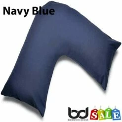 V Shape Orthopaedic Polycotton Percale Pillowcases -Bed Linings Shop navy blue v shape orthopaedic pillowcase