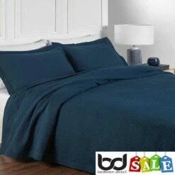 Padstow Cotton Bedspreads -Bed Linings Shop padstow denim blue cotton bedspreads