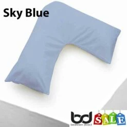 V Shape Orthopaedic Polycotton Percale Pillowcases -Bed Linings Shop sky blue v shape orthopaedic pillowcase